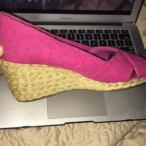 Pink Ralph Lauren Chaps Wedge Espadrilles